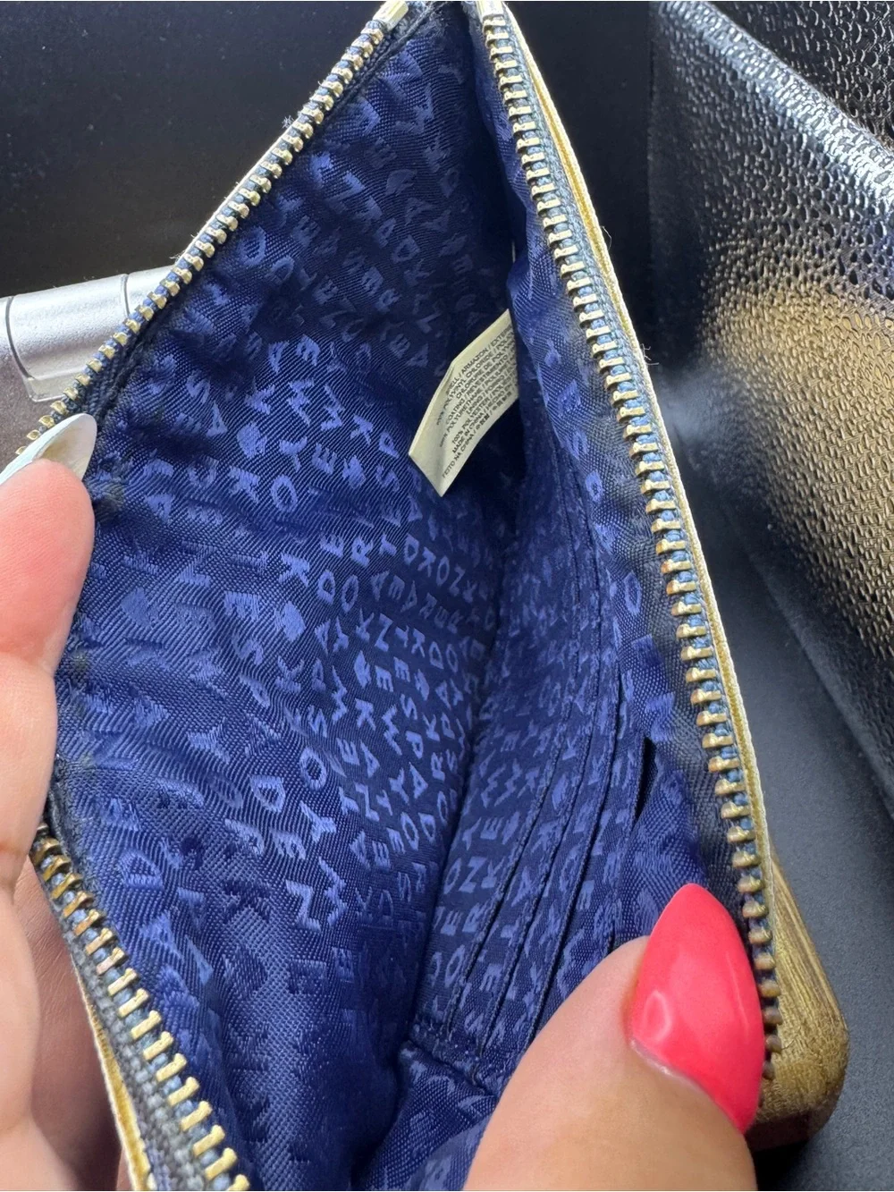 Kate Spade Blue Seahorse Print Wristlet with Zip Pocket
